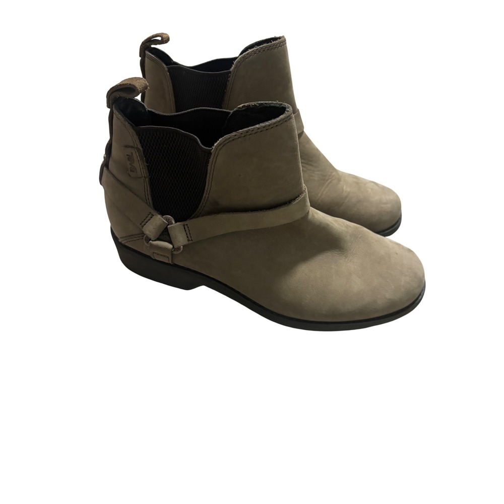 Teva De La Vina Dos‎ Chelsea Boots Olive Green Leather Ankle 1017146 Womens 7.5